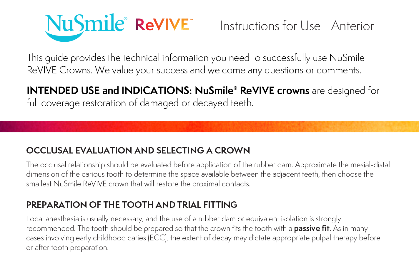 ReVIVE Instructions for Use