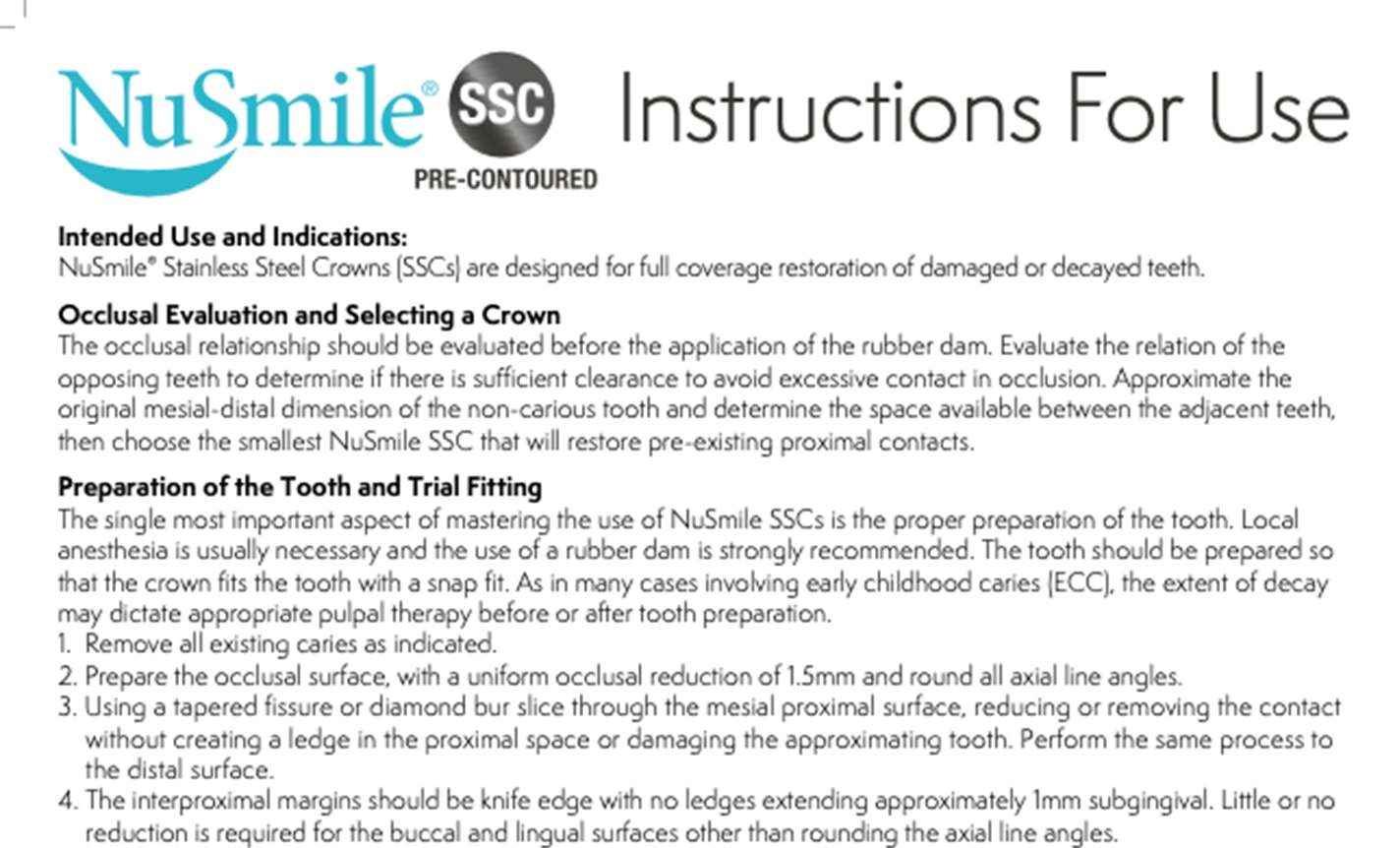 NuSmile SSC Instructions for Use