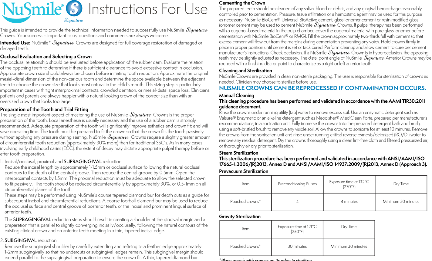 NuSmile Signature Information for Use