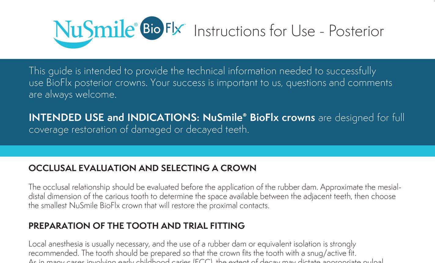 NuSmile BioFlx (Posterior) Instructions for Use