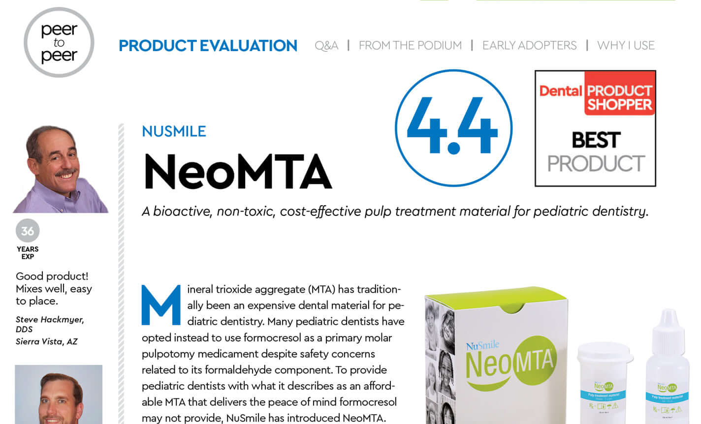 NuSmile NeoMTA Dental Product Shopper Evaluation